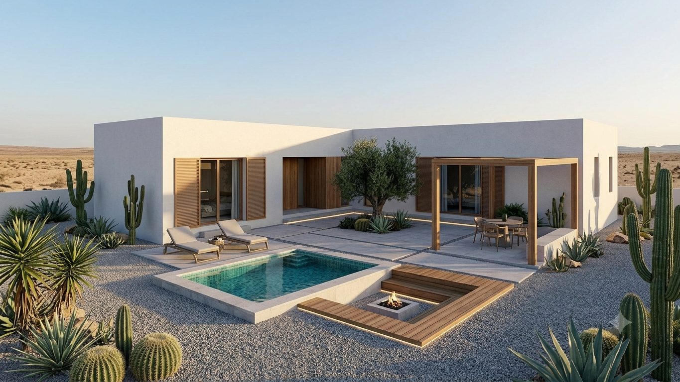 Chalet en Torrevieja con patio interior y piscina rectangular