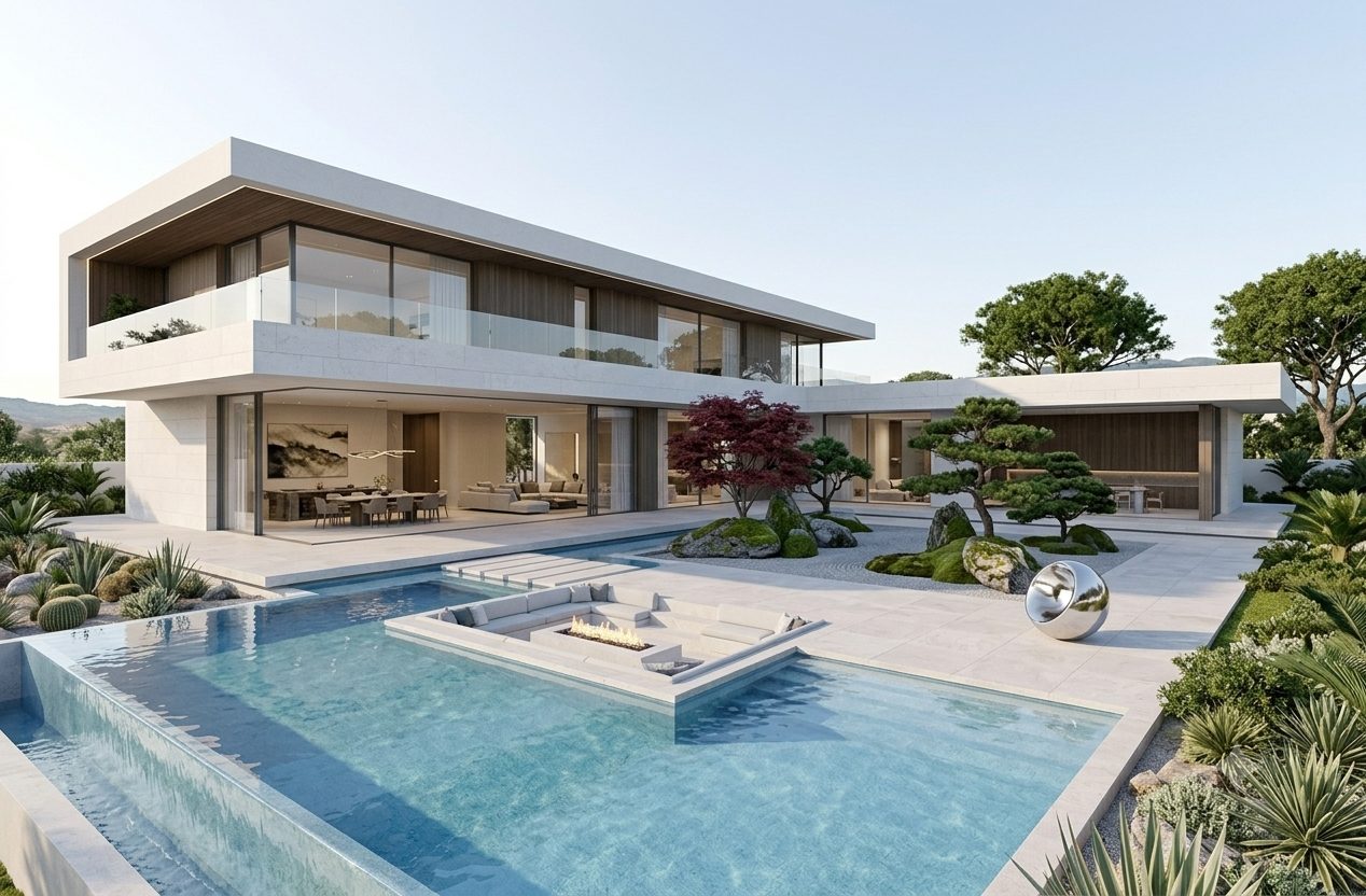 Villa premium en Altea con jardín japonés e islote sobre la piscina